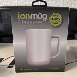Self-Heating Ion Mug with Coaster - White